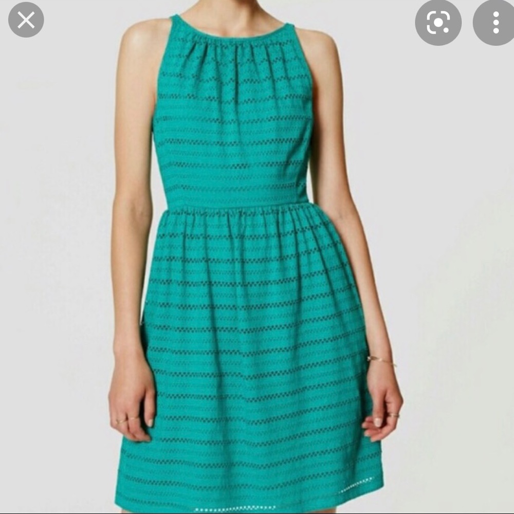 LOFT Green Eyelet Dress